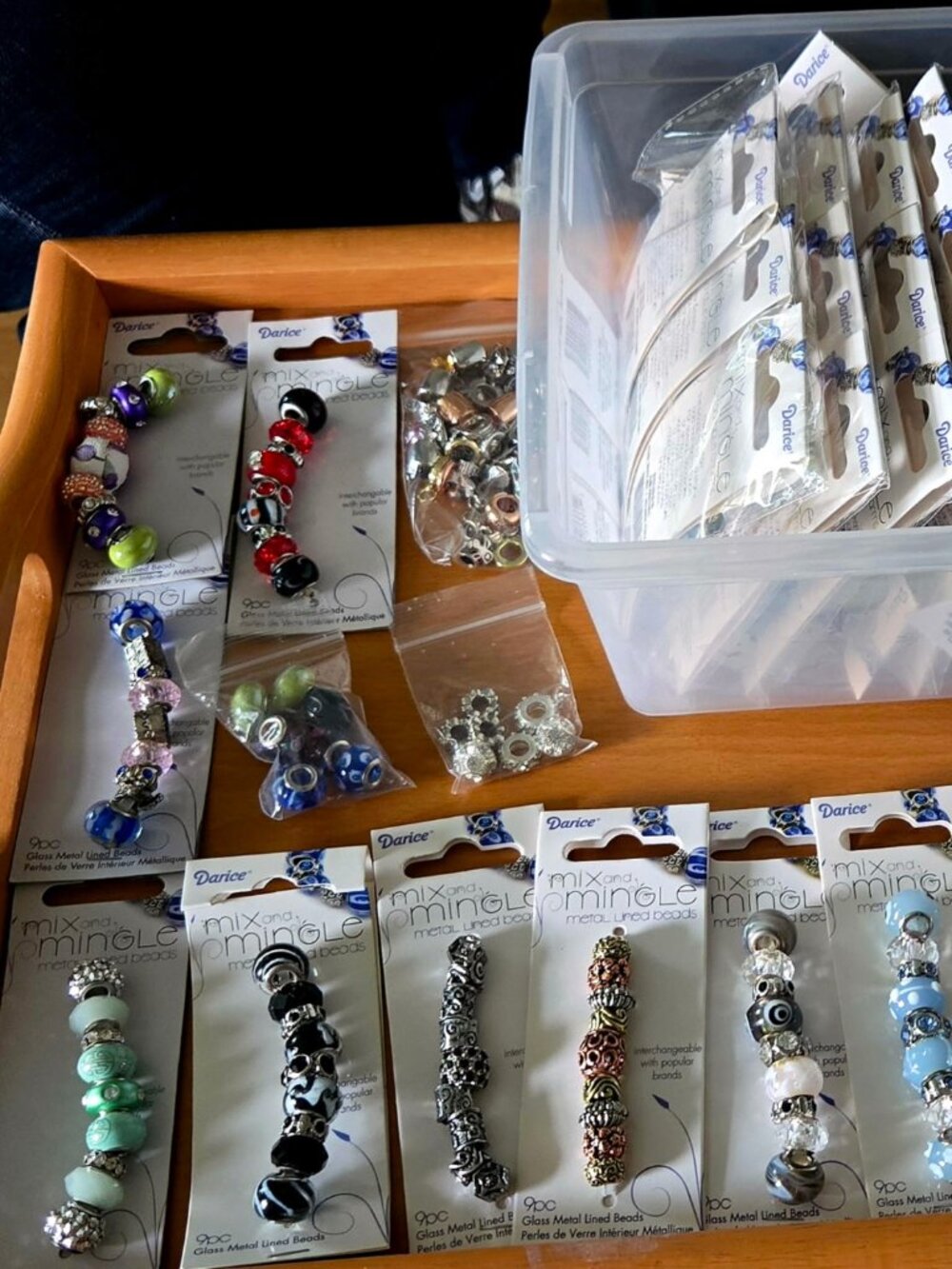 Darice Mix & Mingle LOT of 65+ NEW in PKG Lined GLASS/METALLIC BEAD SETS